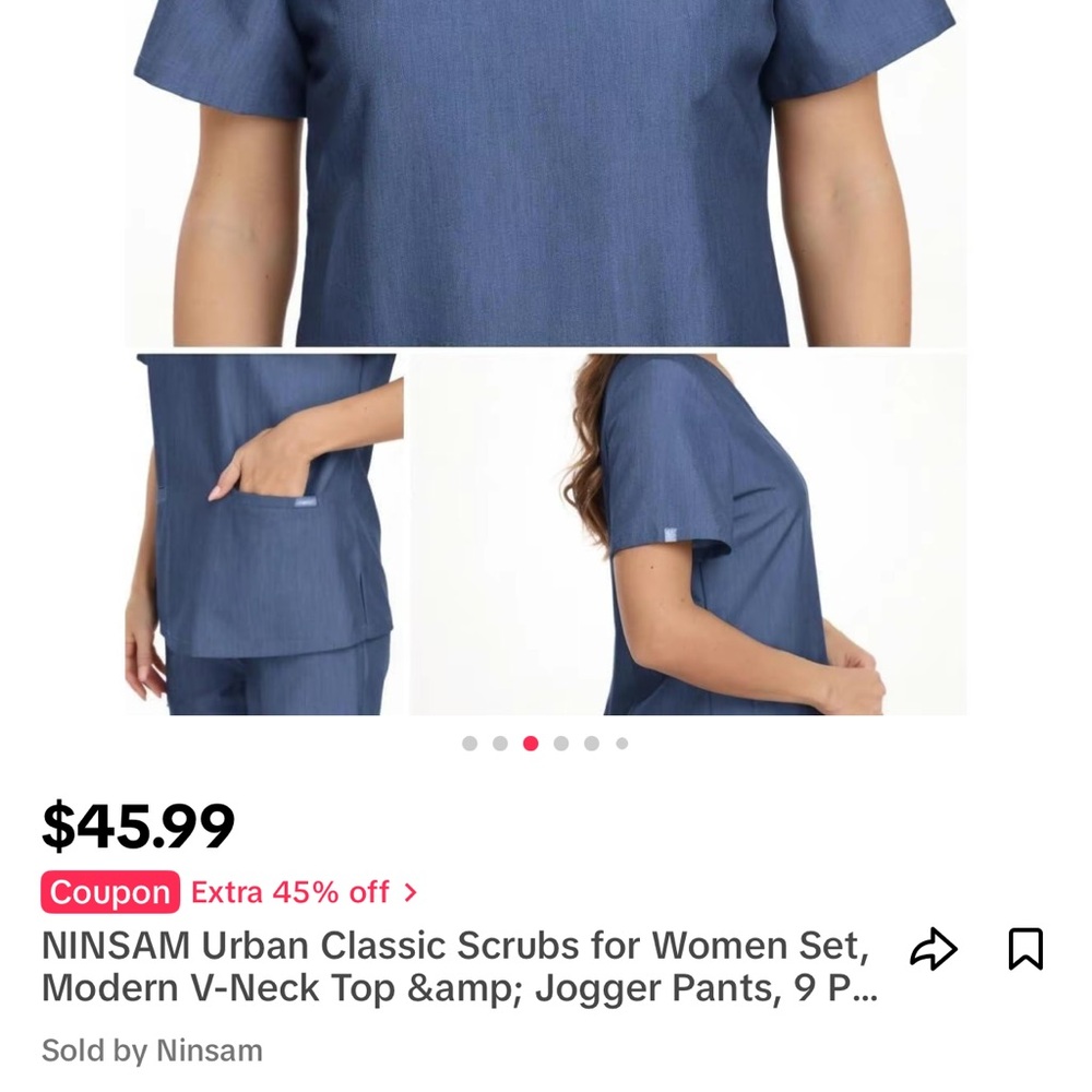 Brand new with tag, Ninsam navy blue scrub set, size S. Comfort fit.